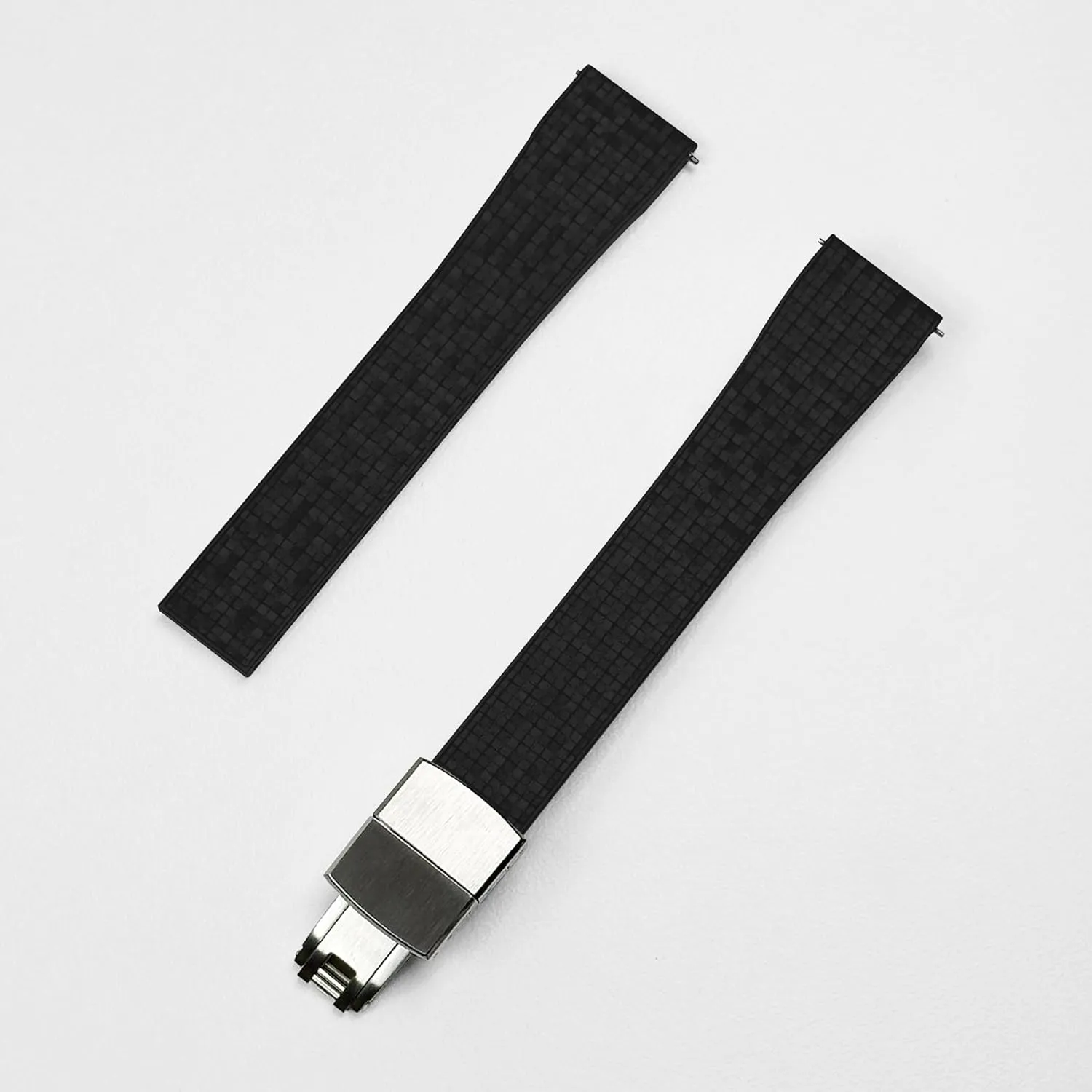 22mm FKM Rubber Watch Strap Replacement Quick Release Watchband CTS Universal Watchstrap with Mosaic Texture sponge customs for Men and Women (Black) Watch Bands - 20mm 