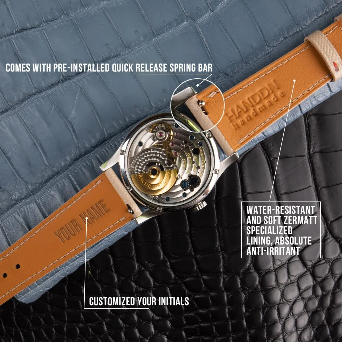22mm For Men And Women (Blue) Handmade Classic Saffiano Leather Watch Band, Quick Release Leather Watch Bands 16mm affiliate 18mm 19mm 20mm 