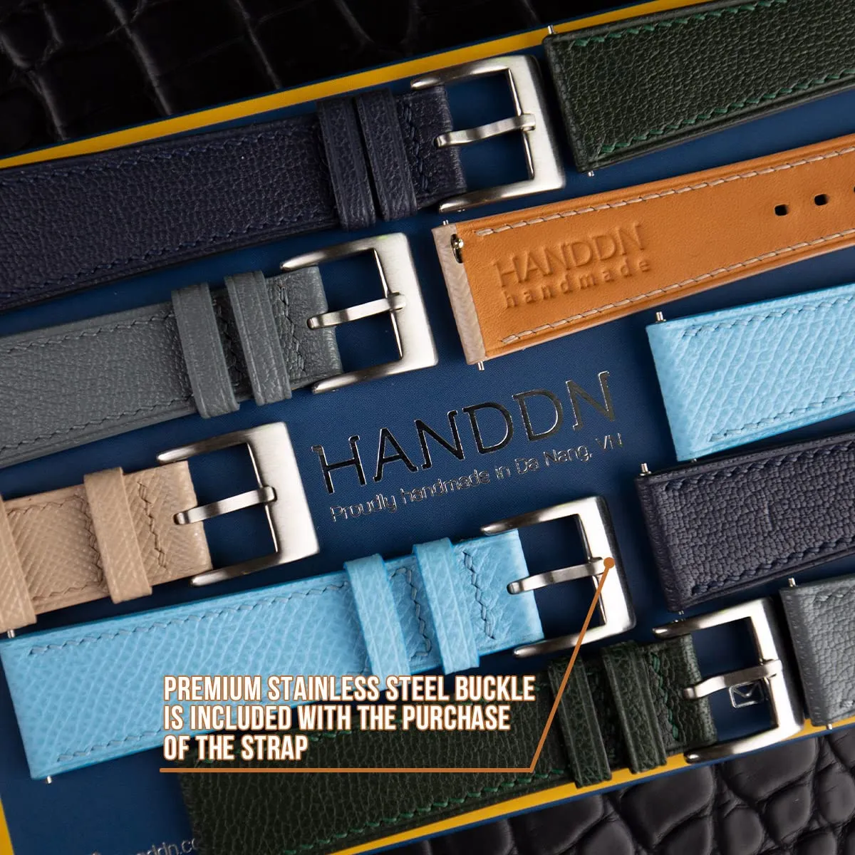 22mm For Men And Women (Blue) Handmade Classic Saffiano Leather Watch Band, Quick Release Leather Watch Bands 16mm affiliate 18mm 19mm 20mm 