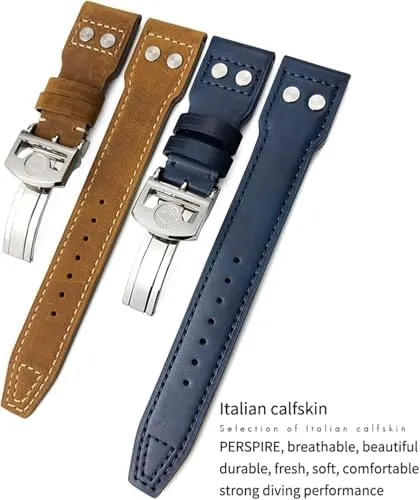 22mm Rivet Calfskin Leather journal hedge Watch Band Fit for IWC Watch Big Pilot IW5009 Spitfire IW3777 Le Petit Prince Mark Strap 20mm 21mm 