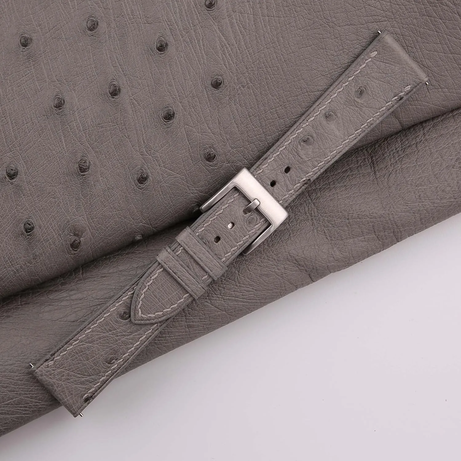 23mm For Men And Women, Genuine Leather Soft and Water Resistant Universal Replacement Watchbands (Gray) Handmade Ostrich Leather creep Watch Band 18mm 19mm 20mm 21mm 22mm 