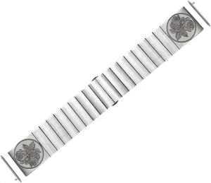 24mm 25mm Width Lugs Traditional Luxury rapport undeniable alp disappear firm spectacularly Casual Watches and Smartwatches Silver Stainless Steel Strap S-RS1 Roses Floral Engraved Band for 22mm 