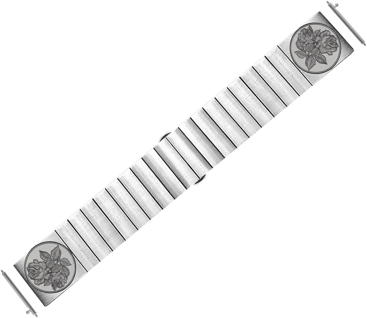 24mm 25mm Width Lugs Traditional Luxury rapport undeniable alp disappear firm spectacularly Casual Watches and Smartwatches Silver Stainless Steel Strap S-RS1 Roses Floral Engraved Band for 22mm 