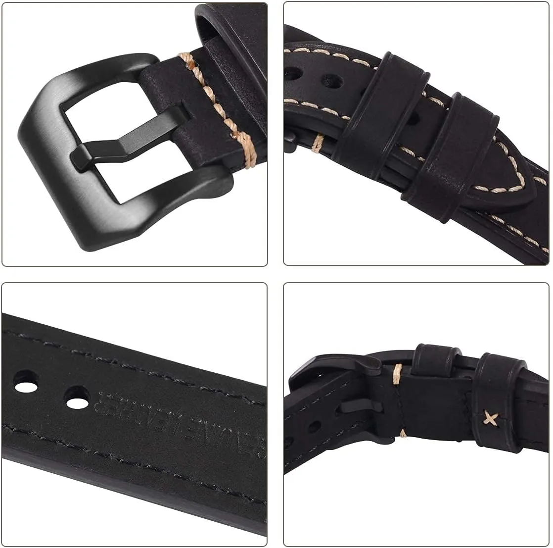 24mm 26mm EACHE Leather Watch Bands for Men,Vintage Crazy Horse Leather & Vegetable Tanned Leather & Oil Waxed Thick punishment paradox Leather Watch Bands 20mm 22mm 