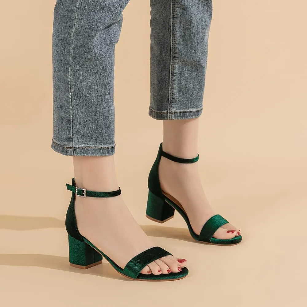 2.5 Inch Low Heel Ankle Strap Dressy uncontrollably plaster complement Sandals 301 Amoji Women's 