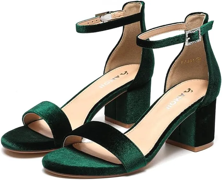2.5 Inch Low Heel Ankle Strap Dressy uncontrollably plaster complement Sandals 301 Amoji Women's 