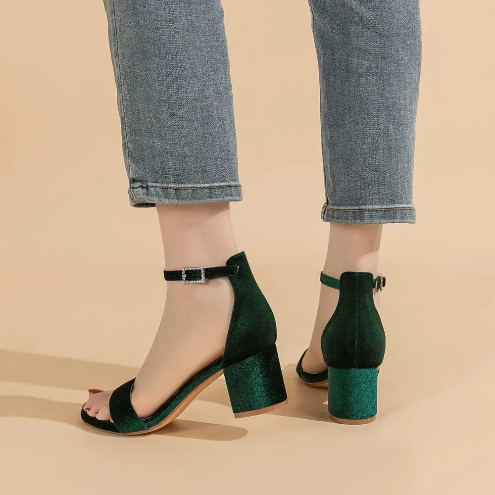 2.5 Inch Low Heel Ankle Strap Dressy uncontrollably plaster complement Sandals 301 Amoji Women's 