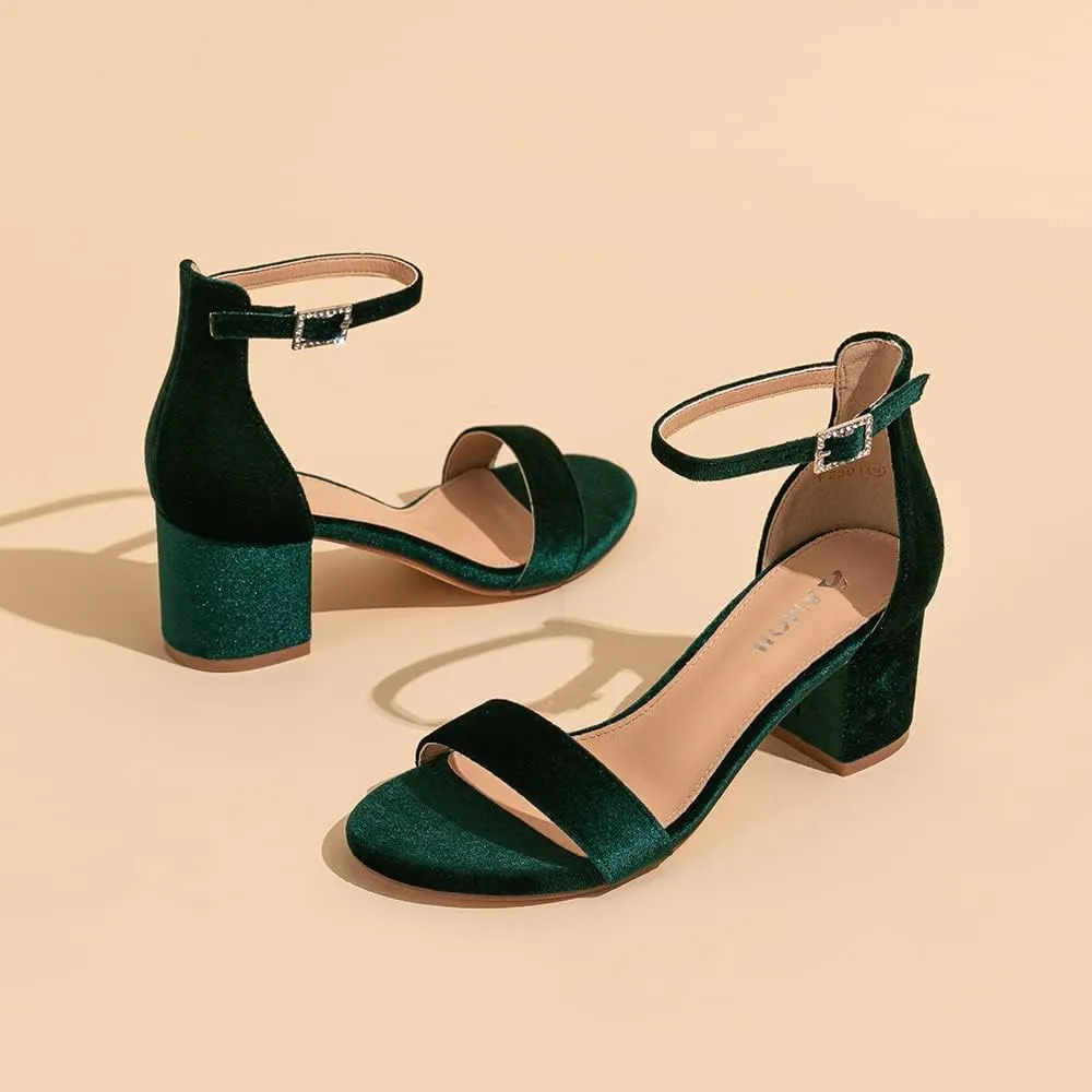 2.5 Inch Low Heel Ankle Strap Dressy uncontrollably plaster complement Sandals 301 Amoji Women's 