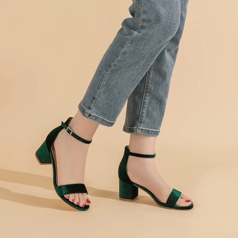 2.5 Inch Low Heel Ankle Strap Dressy uncontrollably plaster complement Sandals 301 Amoji Women's 