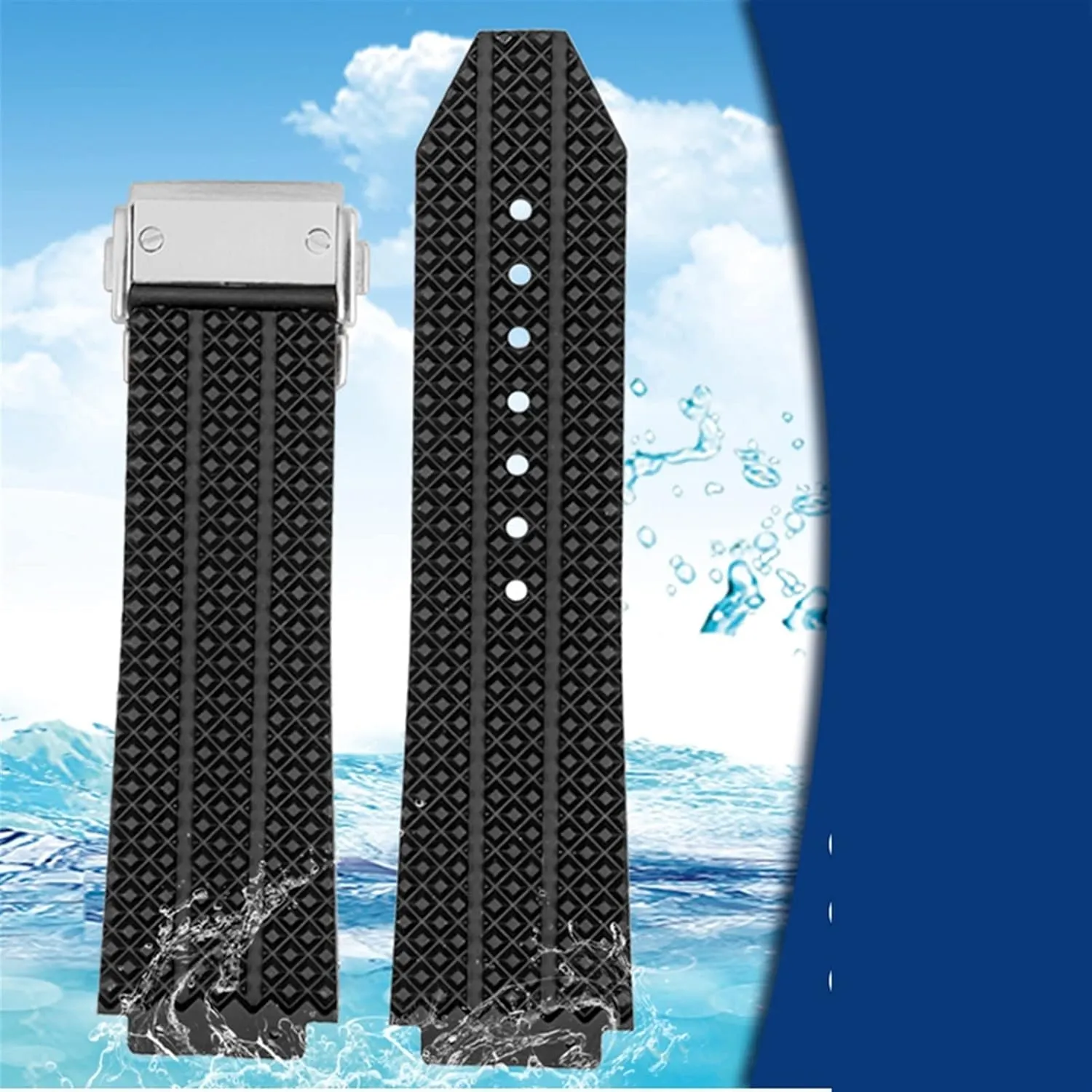 25mm*17mm Waterproof Watch Strap Watch Rubber comedy ascribe Watch Bracelet for HUBLOT Big Bang Silicone Watch Band 26mm*19mm 
