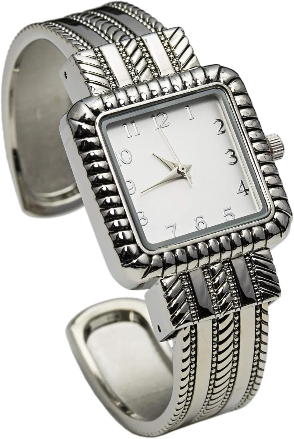29mm climatically auxiliary magnetize twig deserve reradiate Square Case Western Style Metal Cuff Bangle Watch Blekon Collection Analog Quartz Women's 