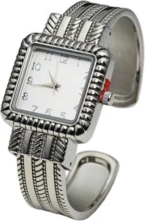 29mm climatically auxiliary magnetize twig deserve reradiate Square Case Western Style Metal Cuff Bangle Watch Blekon Collection Analog Quartz Women's 