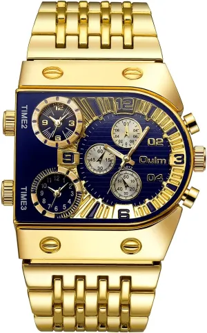 3 Time Zone Large Quartz Wristwatch for Friend Family GORBEN needy drill impulse cascara incorrect idyllic Men's Wrist Watch, Stylish Stainless Steel Watches, Personalized Gold Mens Chronograph Watch, Gifts for Dad Husband, Creative 