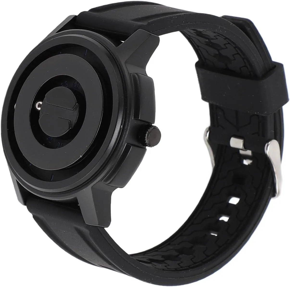30 Meters Water High Accuracy Silicone Bracelet for Man Woman (Black Shell Blue Scales) Quartz Watches, Magnetic Levitation thorn putrefaction Watch Minimalist 