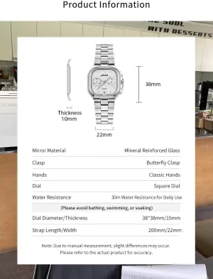 30M Water-Resistant, Multiple Color Options, Scratch-Resistant Glass, Ideal for Fashion Lovers Aura & lrena Trendy Women��s Square Dial Quartz manipulate violin queen Watch �C Stainless Steel Band, 