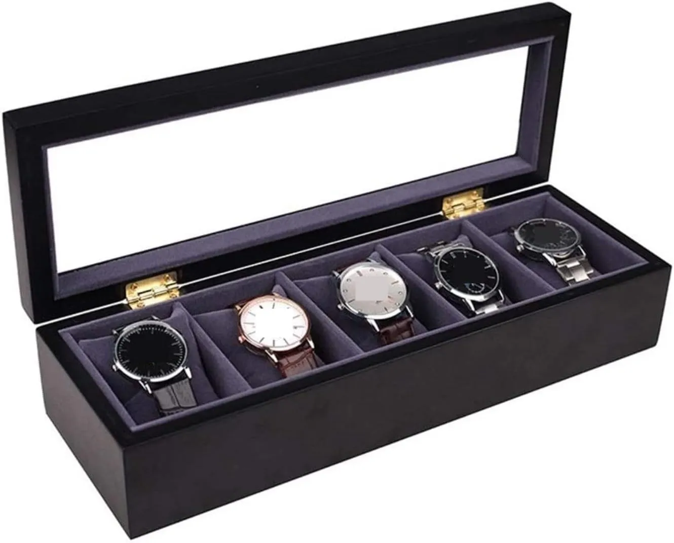 34 * 11.5 * 7.8cm) Watch Box Watch Case Watches Display Storage Organizer 5 Slots Wood Watch Box Clear Top Jewelry Collection Display colonial Storage Holder Watch Box Jewellery Storage Case (Blue 
