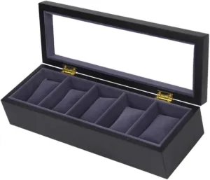 34 * 11.5 * 7.8cm) Watch Box Watch Case Watches Display Storage Organizer 5 Slots Wood Watch Box Clear Top Jewelry Collection Display colonial Storage Holder Watch Box Jewellery Storage Case (Blue 