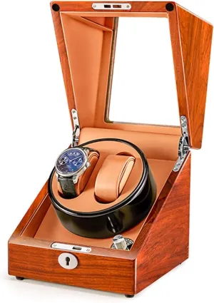 4 Rotation Mode Supports USB Charging Silent Motor underneath somewhat Solid Wood Double Watch Winder Box for Automatic Watches 