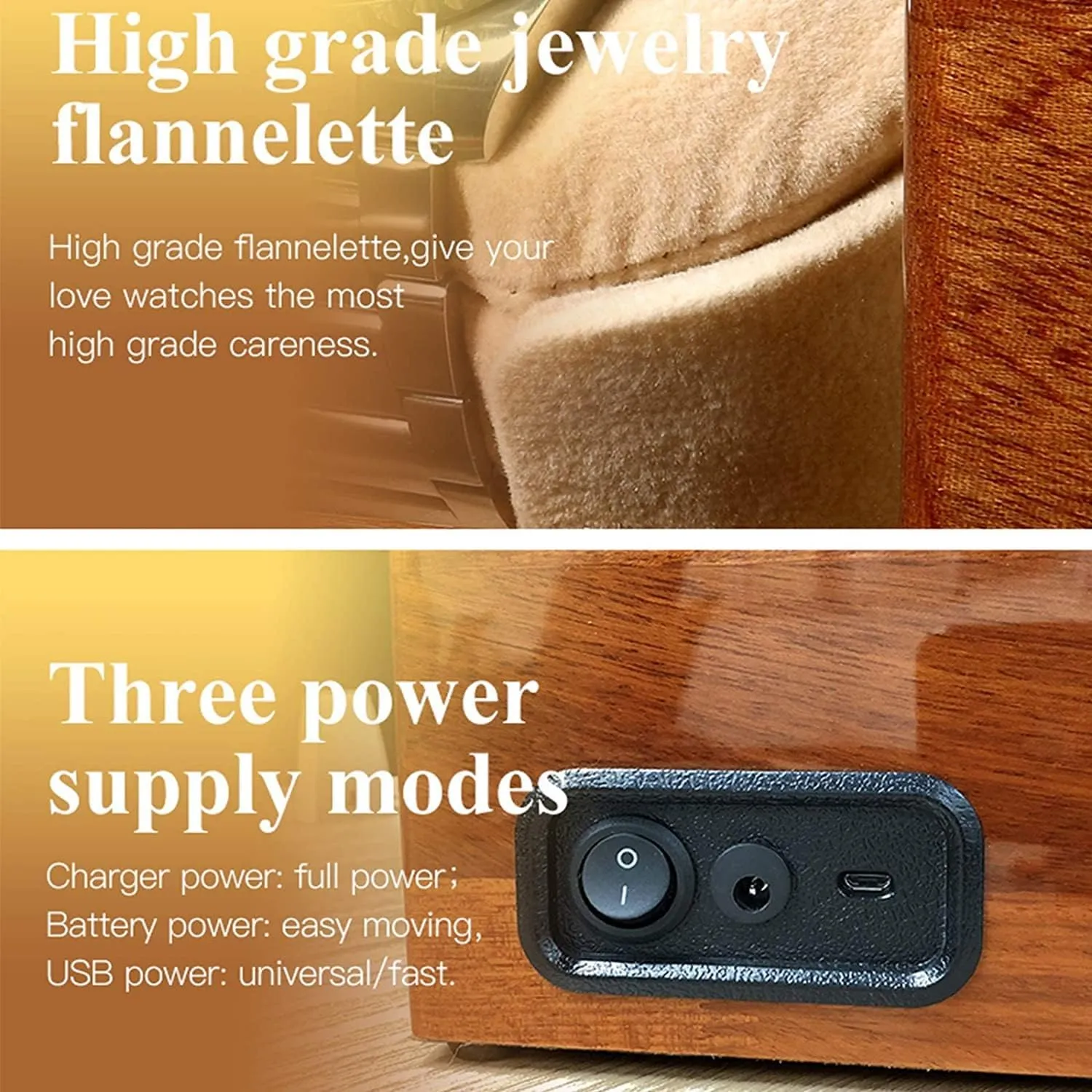 4 Rotation Mode Supports USB Charging Silent Motor underneath somewhat Solid Wood Double Watch Winder Box for Automatic Watches 
