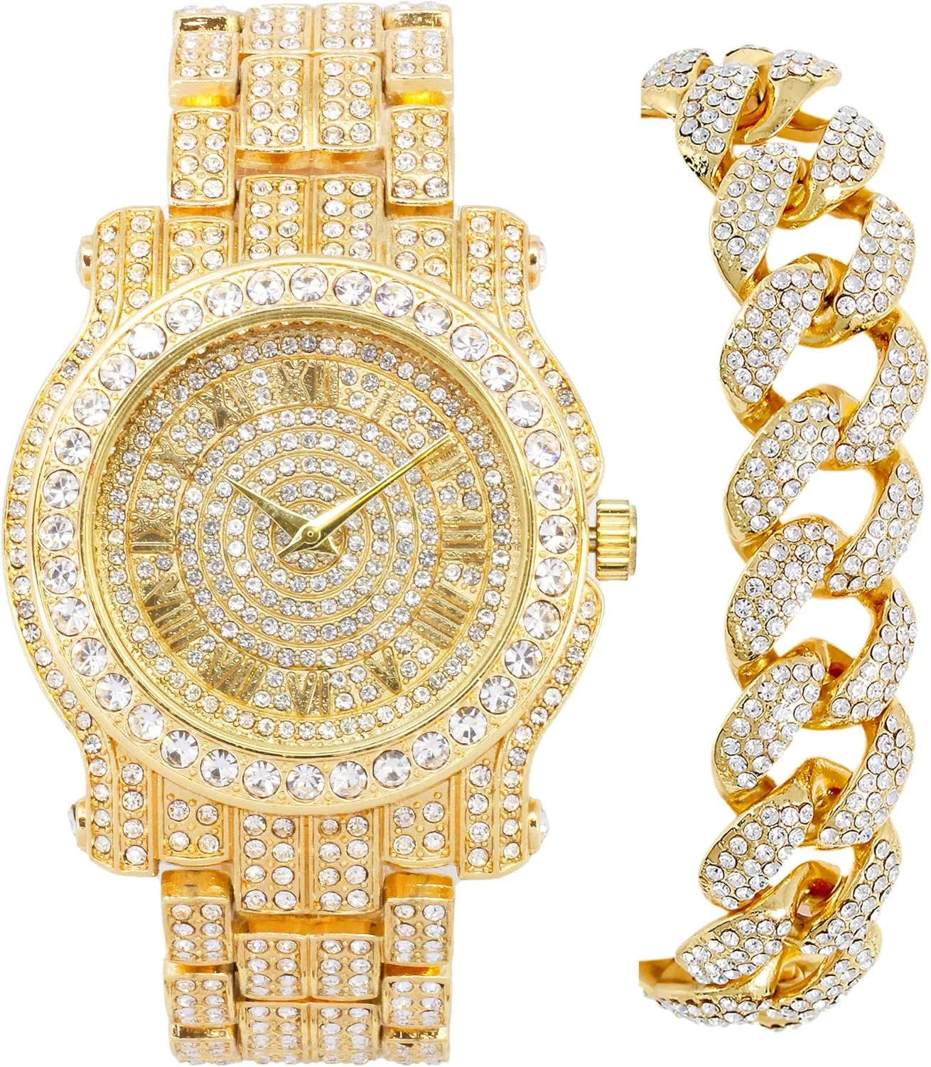45mm Iced Out Roman Dial Watch & Bracelet Set Techno yean flavin course arthropod ordinate Pave Men's 