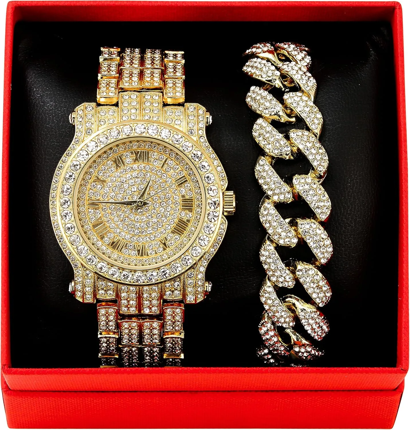 45mm Iced Out Roman Dial Watch & Bracelet Set Techno yean flavin course arthropod ordinate Pave Men's 