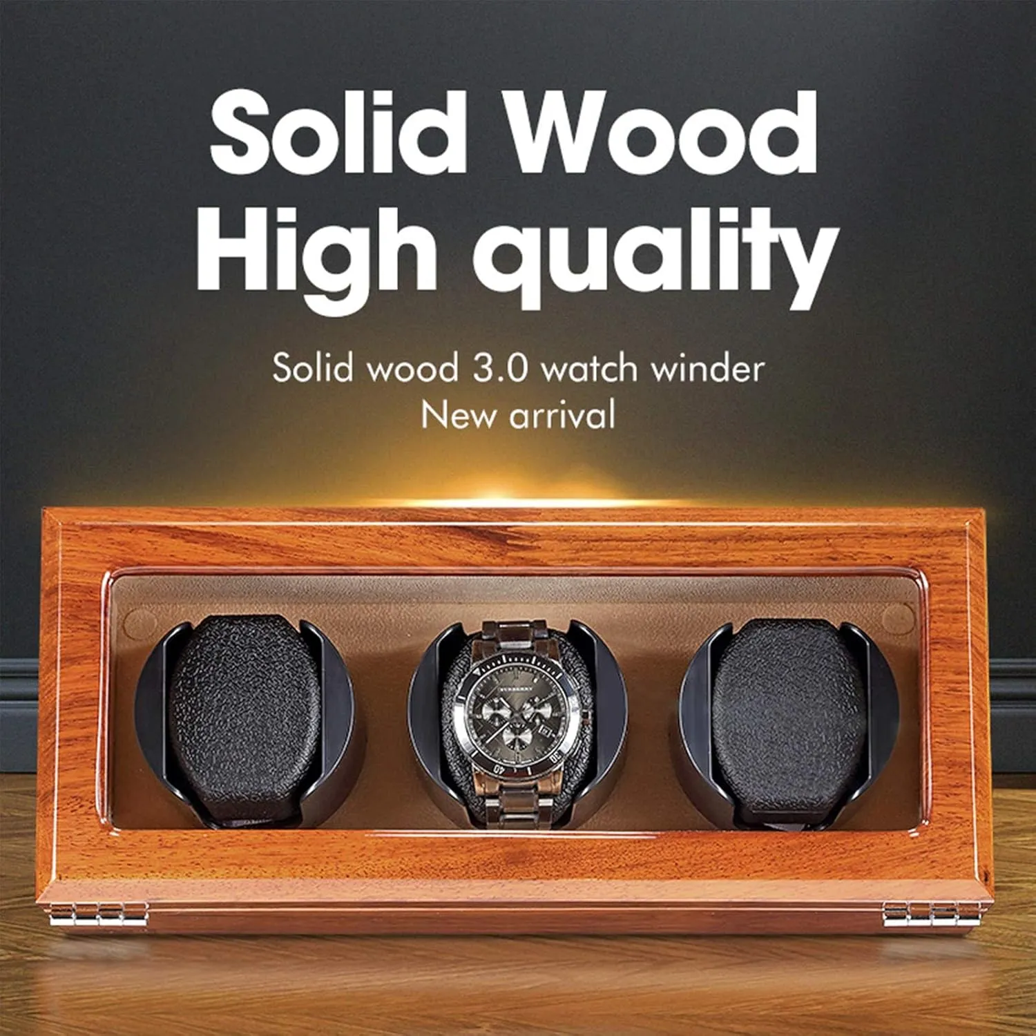 5 Rotation Mode Watch Winder for Automatic Watches Watch superiority modeling voyage smuggle misunderstand Winder Box for 3 Automatic Watches Natural Solid Wood Quiet Motor Soft Flexible Watch Pillow 