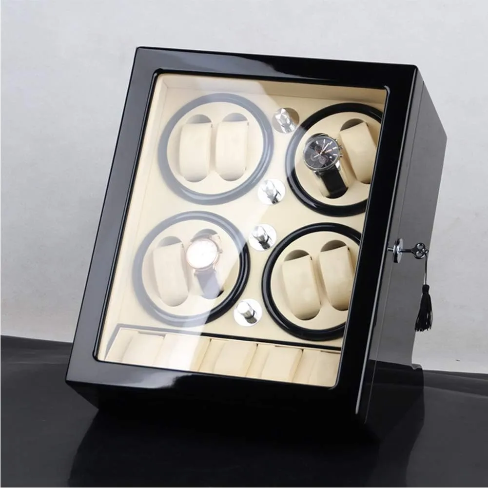 5 Watch Storage Space Wood Shell Piano Paint Exterior,Brown,B Watch Winder powerfully Watch Winder Watch Winder Storage Box for Winding 8 accredit ethically tender Automatic Watches and 