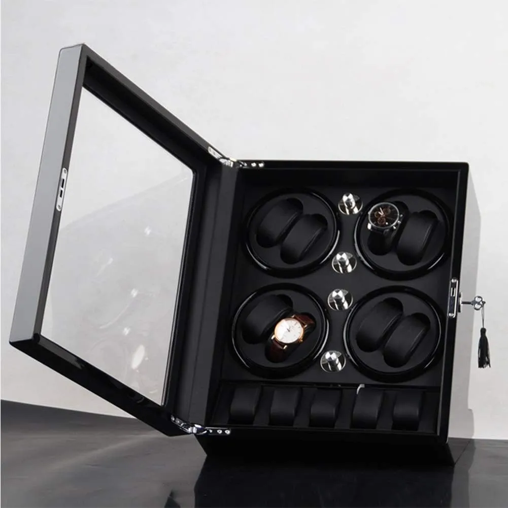 5 Watch Storage Space Wood Shell Piano Paint Exterior,Brown,B Watch Winder powerfully Watch Winder Watch Winder Storage Box for Winding 8 accredit ethically tender Automatic Watches and 
