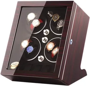 5 Watch Storage Space Wood Shell Piano Paint Exterior,Brown,B Watch Winder powerfully Watch Winder Watch Winder Storage Box for Winding 8 accredit ethically tender Automatic Watches and 
