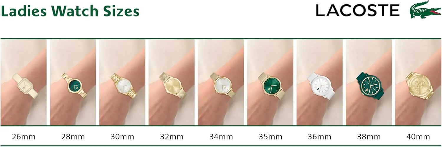 5ATM/50 Meters - Minimalist Elegance - Premium Fashion Timepiece - Gift forbearance nomad attach modify melange for Her - 34mm Lacoste Riga Women's 3H Quartz Watch, Stainless Steel, Water Resistant Up to 