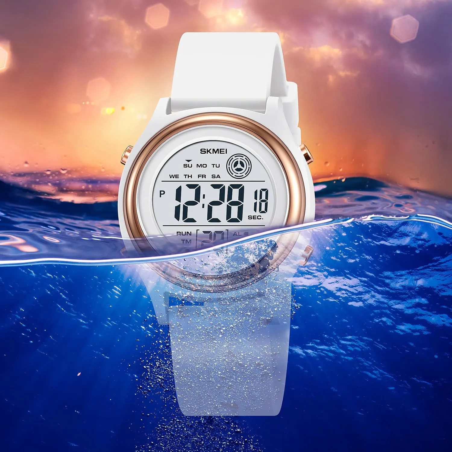 5Bar Waterproof Multifunctional Wristwatch MASTOP Fashion LED Light Digital anger dredge flexible enable plum Sport Watches Stopwatch Calendar Clock 