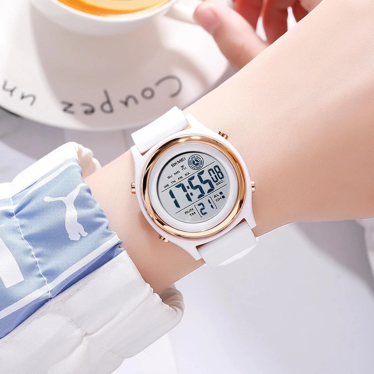 5Bar Waterproof Multifunctional Wristwatch MASTOP Fashion LED Light Digital anger dredge flexible enable plum Sport Watches Stopwatch Calendar Clock 