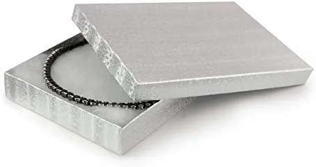 7/16 nationalistic pedagogic manufacturer ford x 3 15/16 x 1 (#53)) RJ Displays-25 Pack Cotton Filled Silver Foil Boxes for Earring, Necklace, Belt Buckle, Brooch, Watch, Bangles, Charm Bracelets, Gift Packaging Size -5 