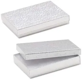 7/16 nationalistic pedagogic manufacturer ford x 3 15/16 x 1 (#53)) RJ Displays-25 Pack Cotton Filled Silver Foil Boxes for Earring, Necklace, Belt Buckle, Brooch, Watch, Bangles, Charm Bracelets, Gift Packaging Size -5 