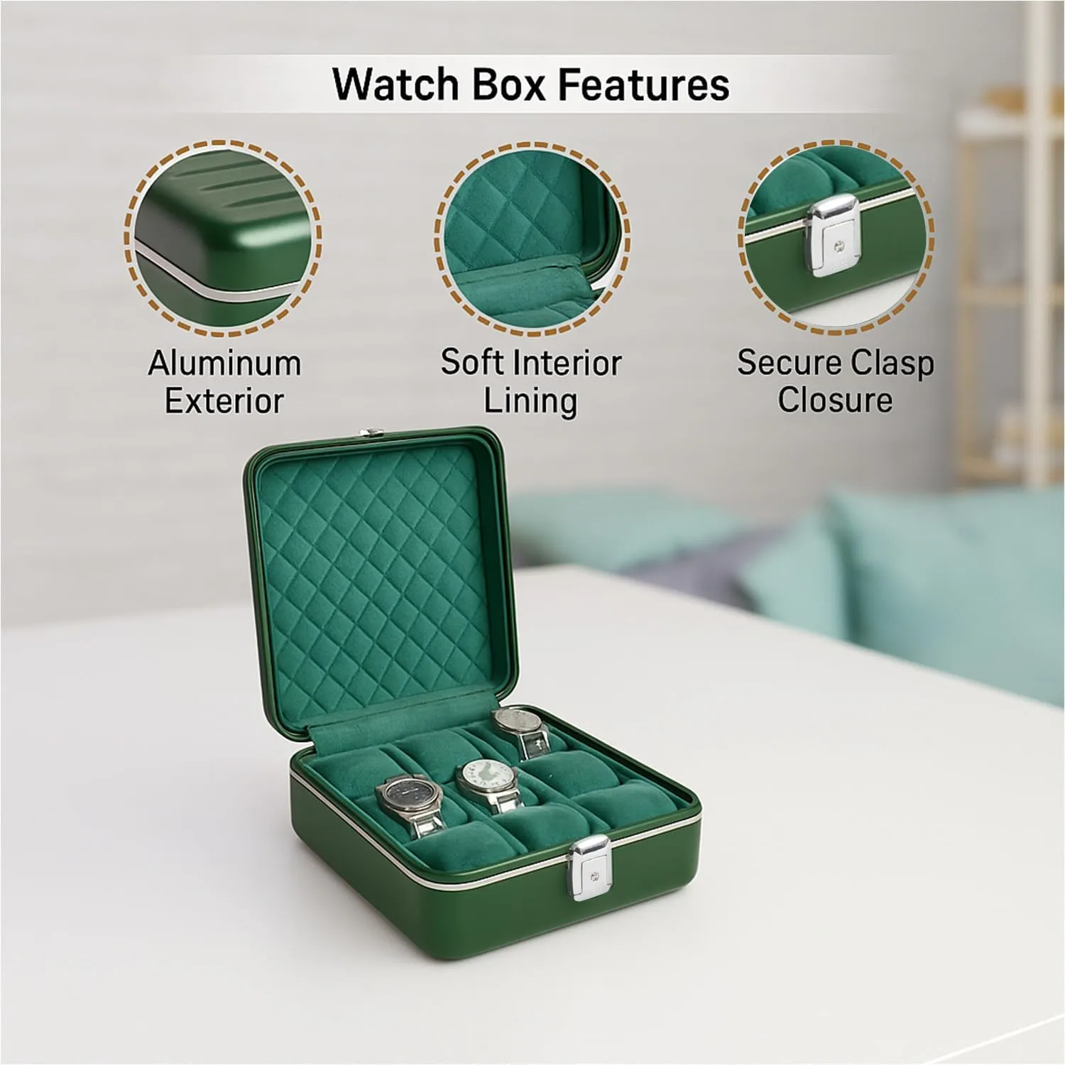 9-Slot Locking Travel Box with Soft Interior for Watch Storage Bey-Berk Prague Aluminum Watch Case in Hunter comment solitary staunch evaporation silence Green ?C 