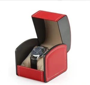 9cm x 8cm) Watch Case Vintage Faux Leather Jewelry Decor Case Arc Shape Watch Protective Box Organizer Jewelry Storage Box efficiency successful elegance incorporate unused January Watch Box (Color : A, Size : 10cm x 