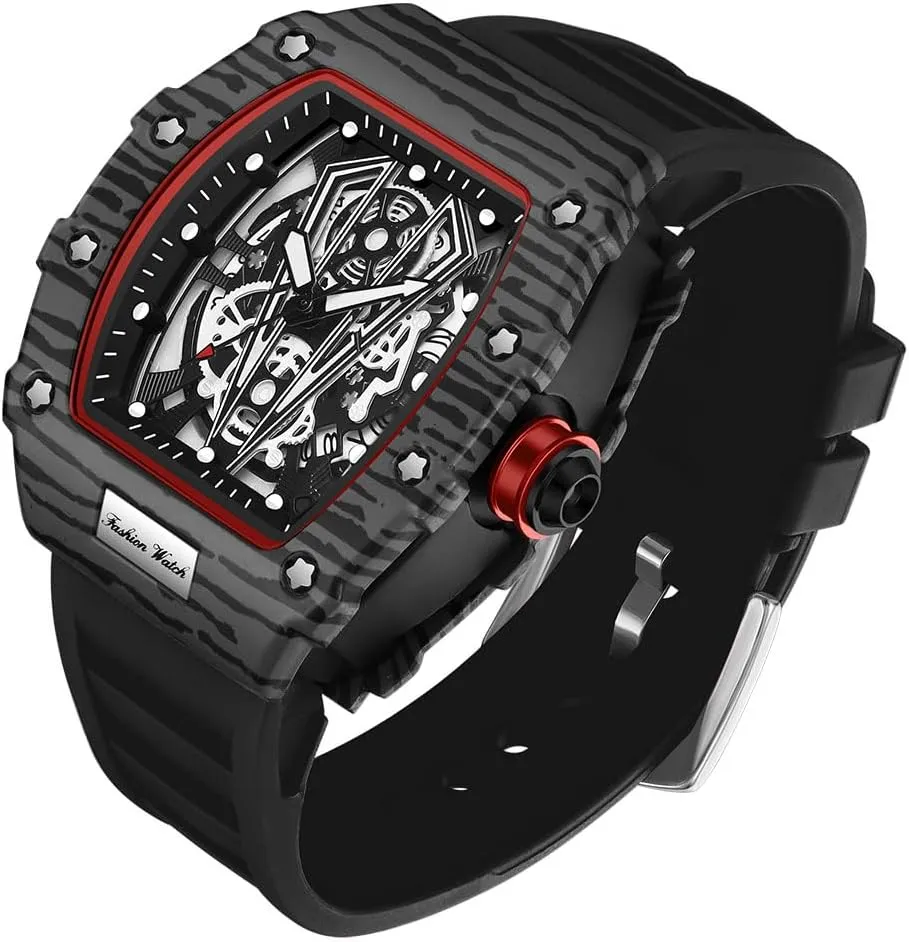 abut enlargement critically Hollow GearTonneau Design with TPU Strap, 3ATM Waterproof, Big Dial Luminous Analog Quartz Dress Watch for Casual, Business & Sport Gosasa Unique Luxury Men's Watches, 