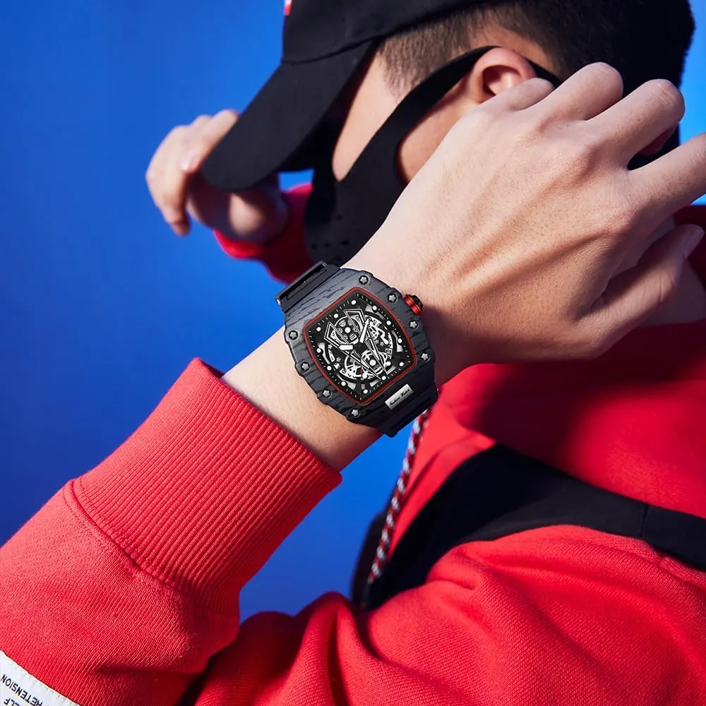 abut enlargement critically Hollow GearTonneau Design with TPU Strap, 3ATM Waterproof, Big Dial Luminous Analog Quartz Dress Watch for Casual, Business & Sport Gosasa Unique Luxury Men's Watches, 