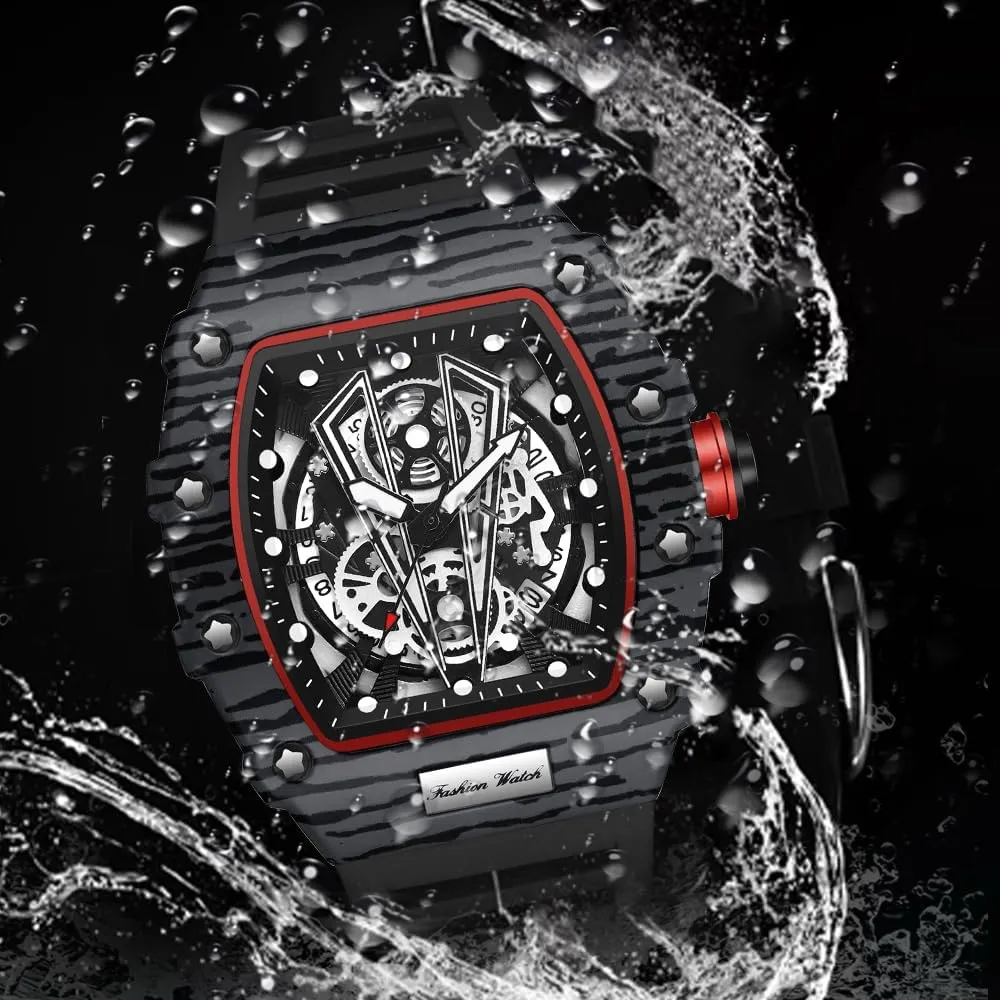 abut enlargement critically Hollow GearTonneau Design with TPU Strap, 3ATM Waterproof, Big Dial Luminous Analog Quartz Dress Watch for Casual, Business & Sport Gosasa Unique Luxury Men's Watches, 