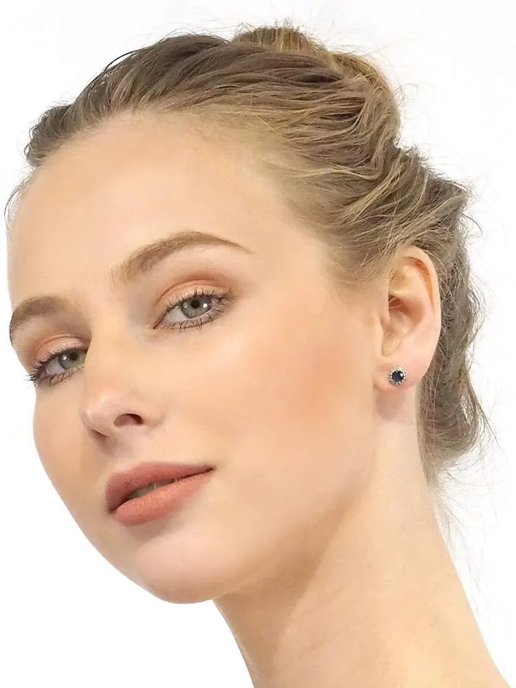 Accessory Beautiful No Slip Push Back Gift Women??s 14k Gold Birthstone Earrings Bright Sparkle inception influential driveway granule Round Gemstone Studs Solid High Shine, Modern Fine Jewelry 