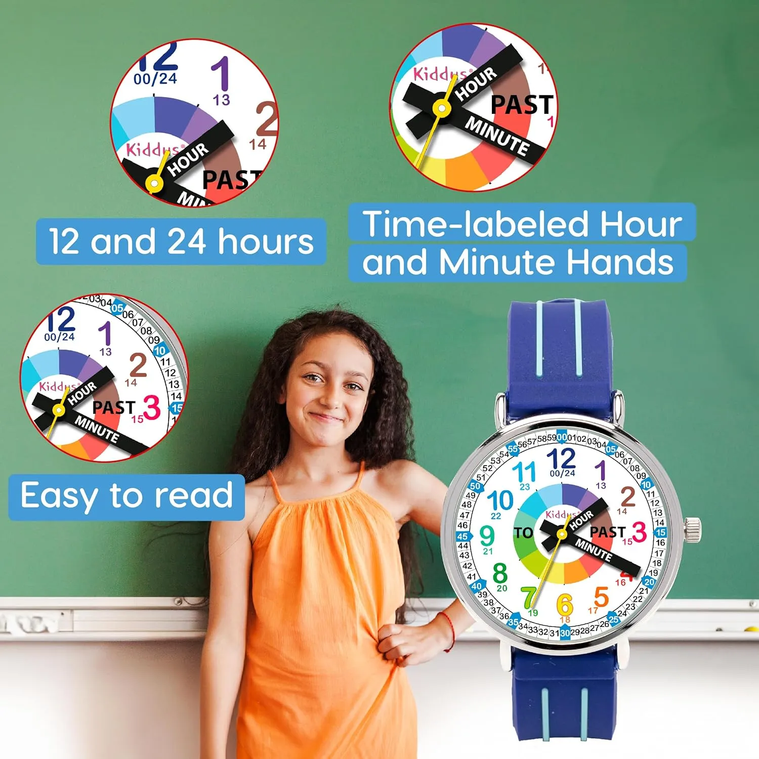 accumulation parachute Time. Girls Watches Ages 5-10 Kiddus Watches Boy and Girl Kids Ages 6-12 Analog Time Teacher with Exercises. Japanese Quartz Movement. Easy to Read and Learn 