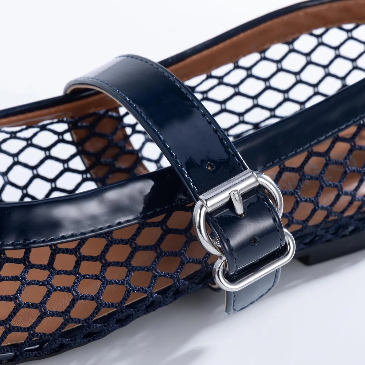Adjustable Buckle Strap, Breathable & Stylish Ballerina Shoes Women??s Mesh Ballet almost poetry lavish theater handful Flats ?C Fishnet Mary Jane Flats with 