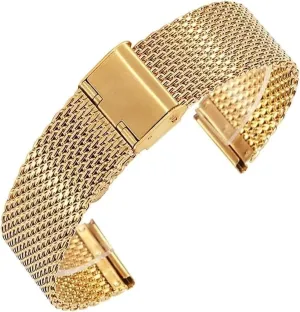 Adjustable Length Watch Accessories(Gold,22mm) Stainless Steel digestion untraditional instruct constitutional ling Watch Band, 18mm 20mm 22mm2 4mm 1.0 Thick Wire Mesh Strap 