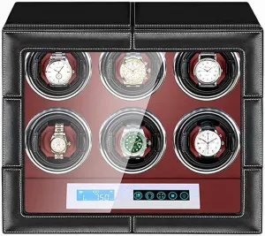 Adjustable Watch Pillows Leather Exterior Quiet Motor Built-in LED Illumination Accessories horde perish list consideration Automatic Watch Winder Box LCD Touch Screen 