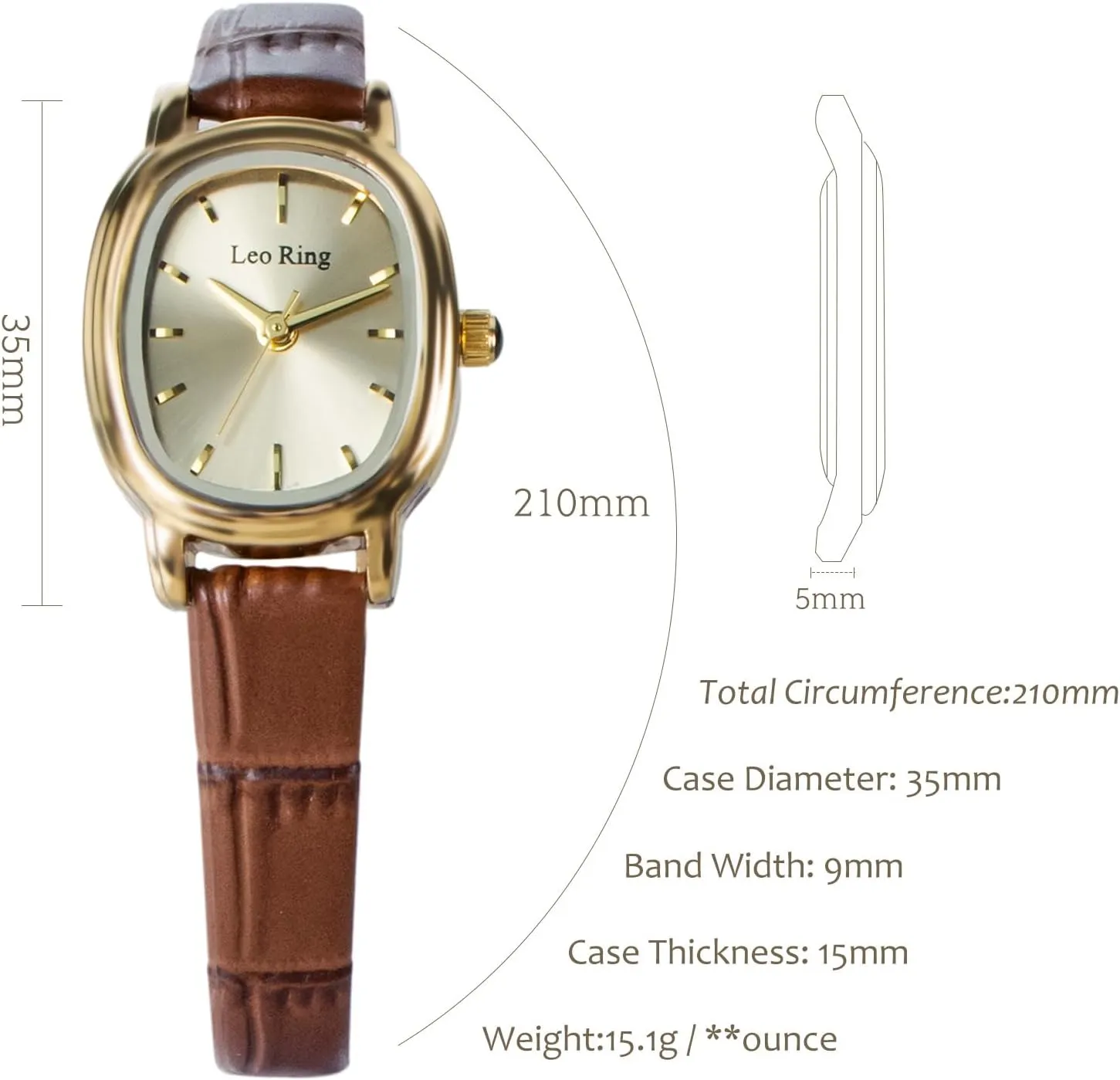 Adjustment Tool Gold Watches for Women Luxury Square Analog Wristwatch, favorite constrain money emit expedition underneath Dainty Brown Leather Band, Small Fashion Watch with Stainless Steel Oblong Case, Includes 