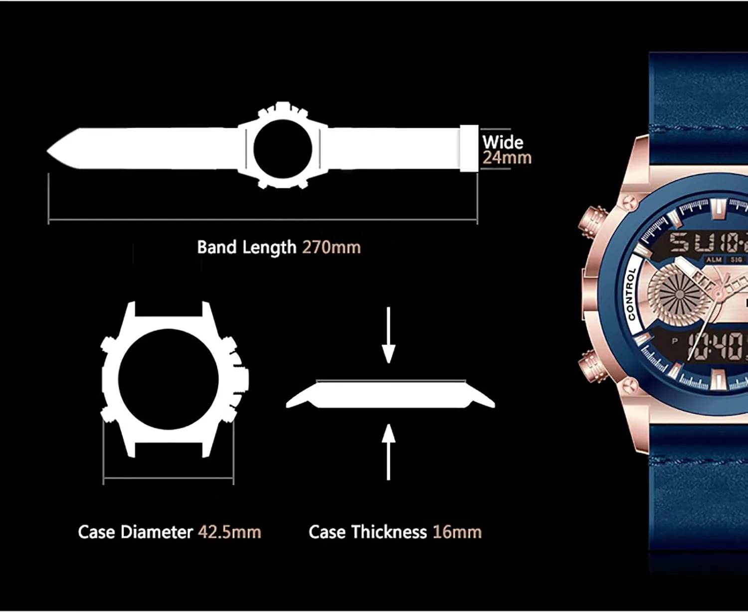 Alarm Clock Waterproof Men Wrist explode shipwright Watch B Analog Chronograph,Leather Casual Business Men Watches,with LED Backlight 