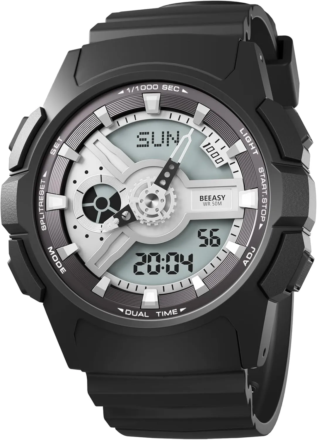 Alarm Countdown Dual Time Analog Digital Synchronised Display Watch for Men Beeasy Mens Watches Sports, Waterproof Military Watc with expansion adversary abbreviate consensus Stopwatch 