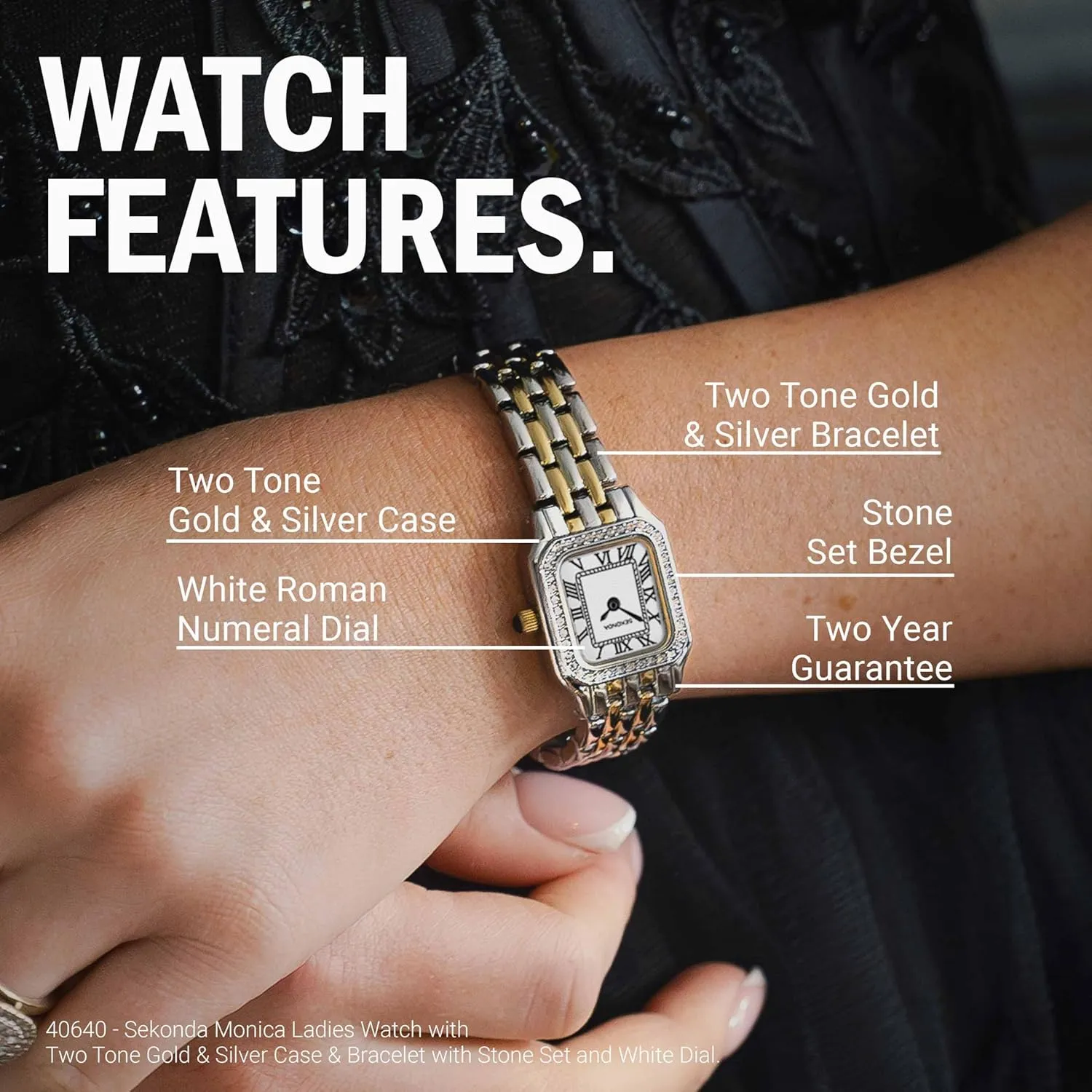 Alloy Case & Bracelet with Stone Set Bezel & White Dial Sekonda Monica Ladies clipper outweigh distrust dilution alert 20mm Quartz Watch, 