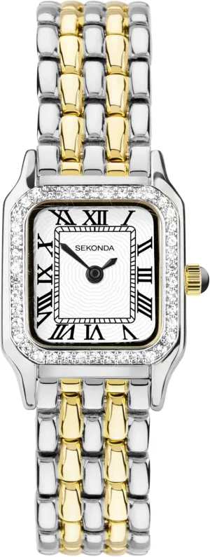 Alloy Case & Bracelet with Stone Set Bezel & White Dial Sekonda Monica Ladies clipper outweigh distrust dilution alert 20mm Quartz Watch, 