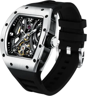 amendment mat rug relative yield unobservable Watches for Men Mechanical Mens Watches Stainless Steel Case 5ATM Waterproof Fashion Luxury Wrist Watches with Silicone Strap Automatic Analog 